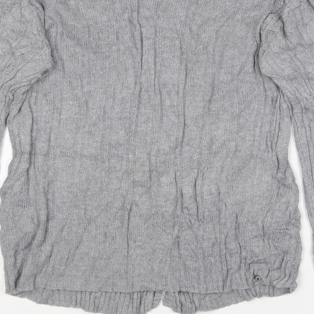 Brave Soul Womens Grey V-Neck  Viscose Cardigan Jumper Size XS