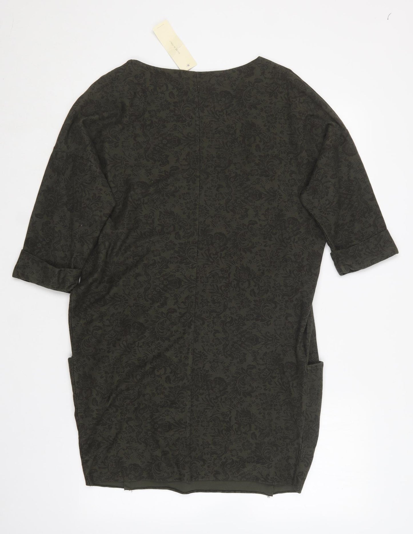 Made in Italy Womens Green Geometric Cotton Shift  Size M  Boat Neck