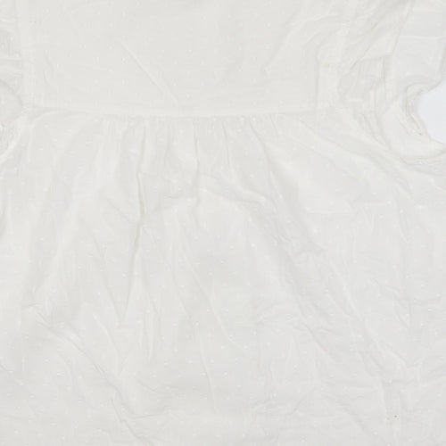 H&M Womens White  Cotton Basic Blouse Size 14 V-Neck