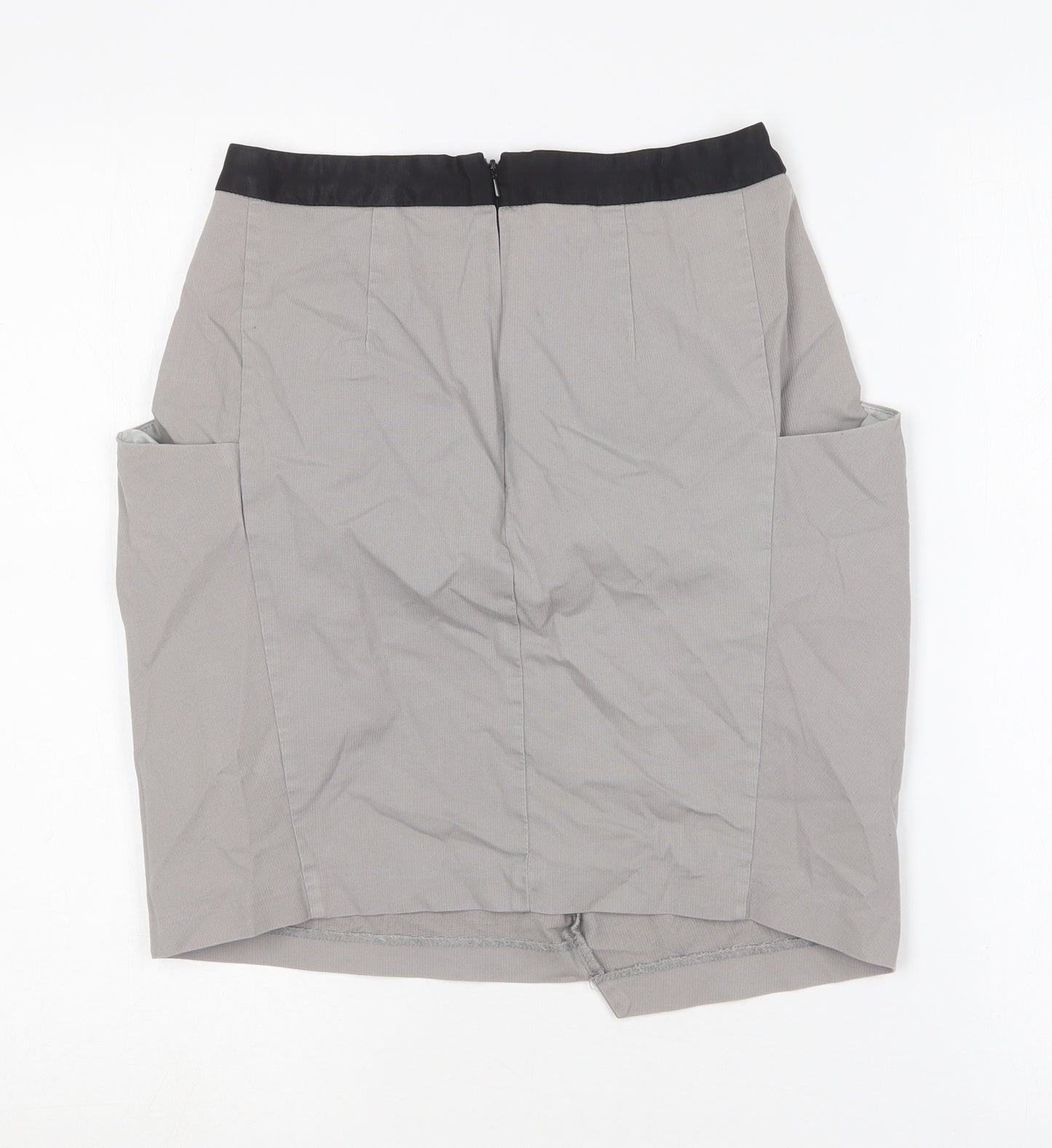 Topshop Womens Grey  Cotton Straight & Pencil Skirt Size 10