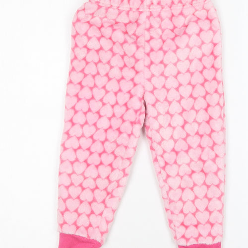 Dunnes Stores Girls Pink Geometric Polyester Jogger Trousers Size 2-3 Years  Regular  - Love heart print