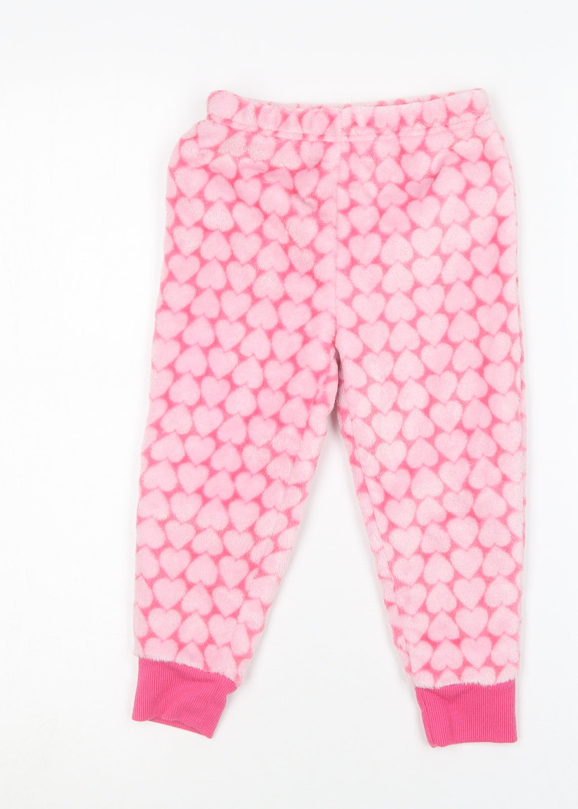 Dunnes Stores Girls Pink Geometric Polyester Jogger Trousers Size 2-3 Years  Regular  - Love heart print