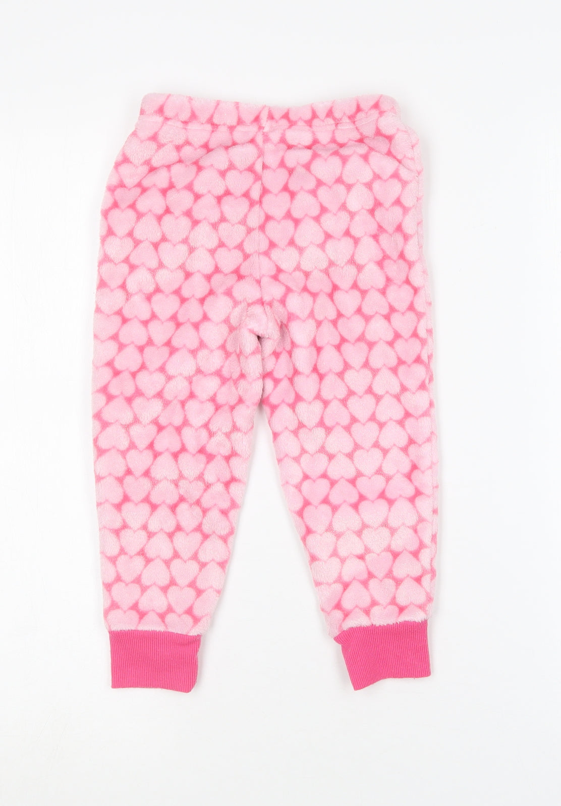 Dunnes Stores Girls Pink Geometric Polyester Jogger Trousers Size 2-3 Years  Regular  - Love heart print
