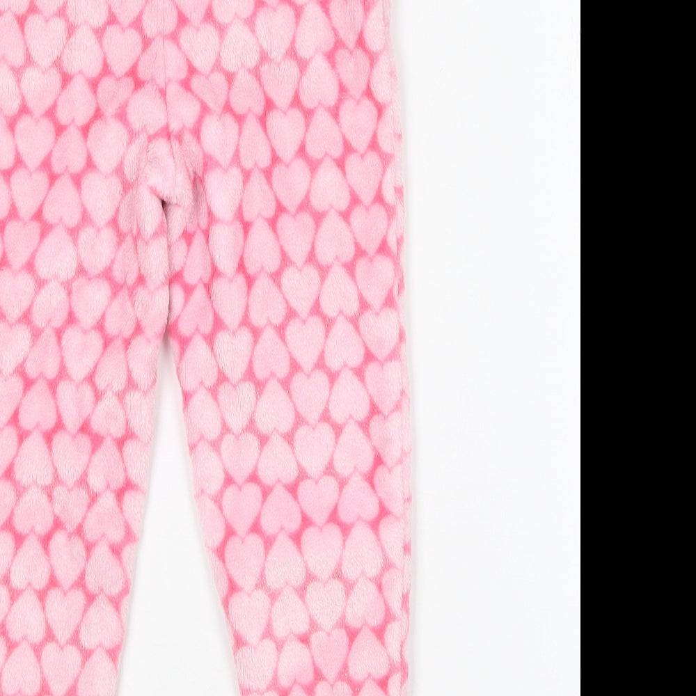 Dunnes Stores Girls Pink Geometric Polyester Jogger Trousers Size 2-3 Years  Regular  - Love heart print