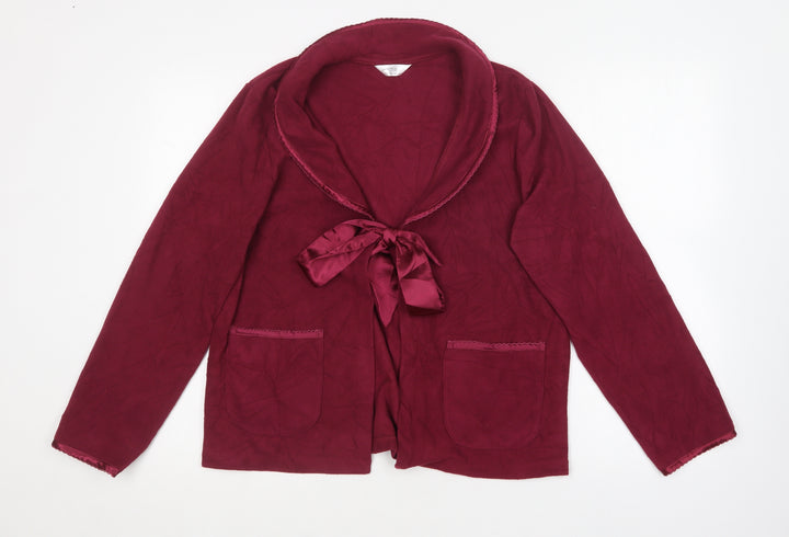 BM Womens Purple Collared Polyester Cardigan Jumper Size 16