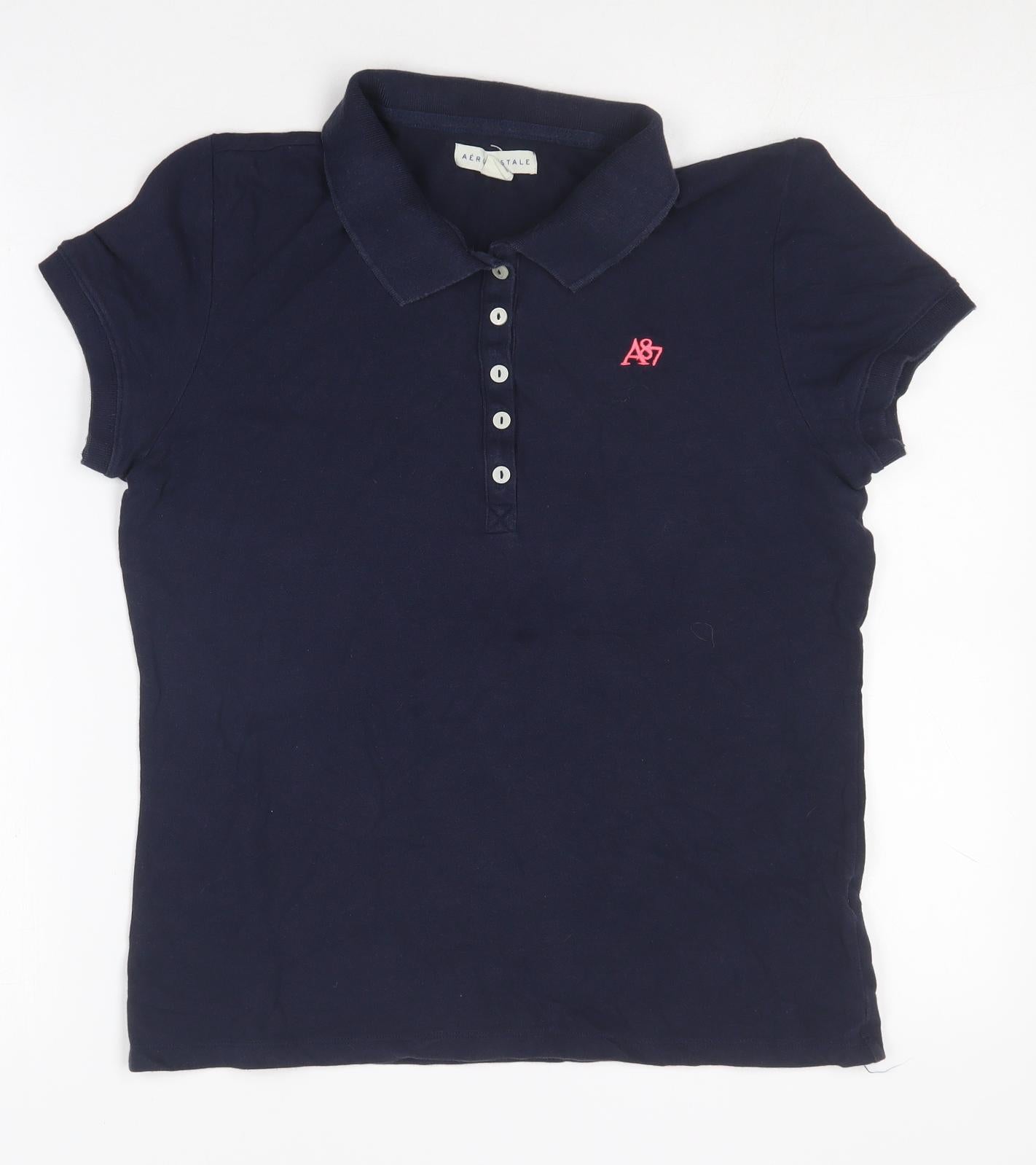 Aero Postale Boys Blue  Cotton Basic Polo Size L Collared