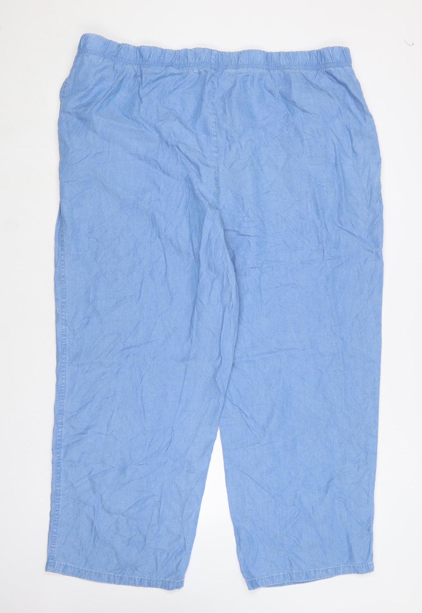 Marks and Spencer Womens Blue  Lyocell Trousers  Size 24 L26 in Regular