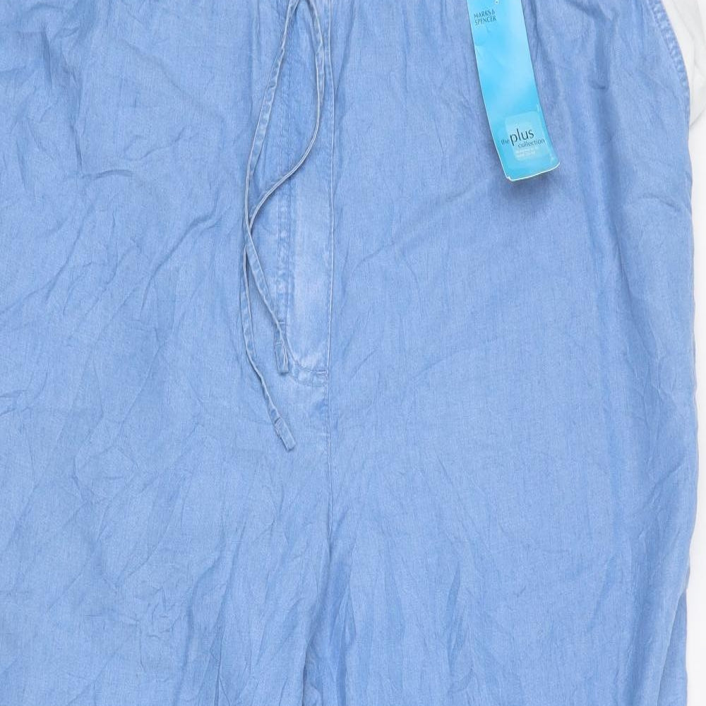 Marks and Spencer Womens Blue  Lyocell Trousers  Size 24 L26 in Regular