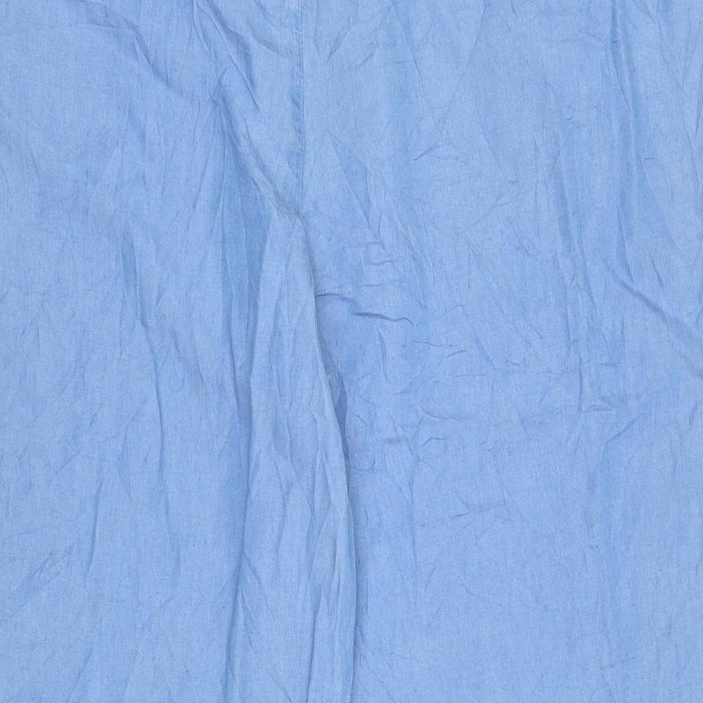 Marks and Spencer Womens Blue  Lyocell Trousers  Size 24 L26 in Regular