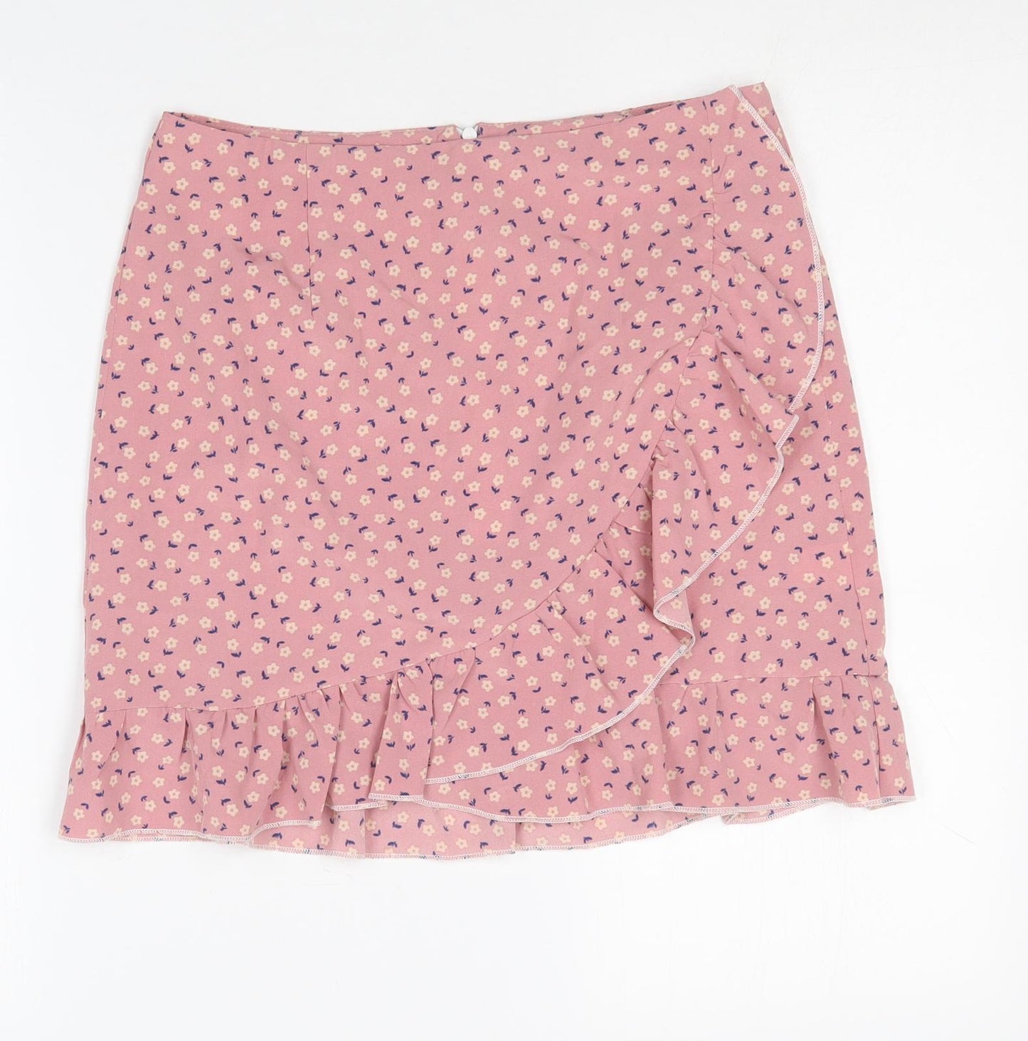 SheIn Womens Pink Floral Polyester Mini Skirt Size M