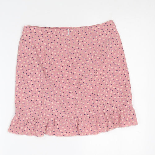 SheIn Womens Pink Floral Polyester Mini Skirt Size M