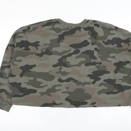 Primark Womens Green Camouflage Polyester Pullover Sweatshirt Size 12  Pullover - Cropped