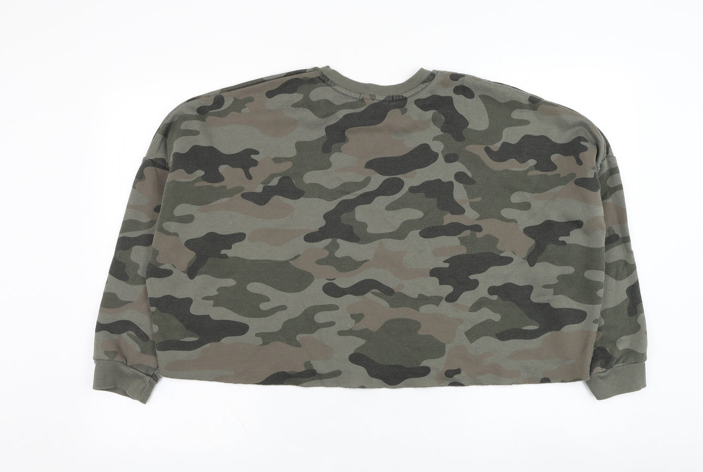 Primark Womens Green Camouflage Polyester Pullover Sweatshirt Size 12  Pullover - Cropped