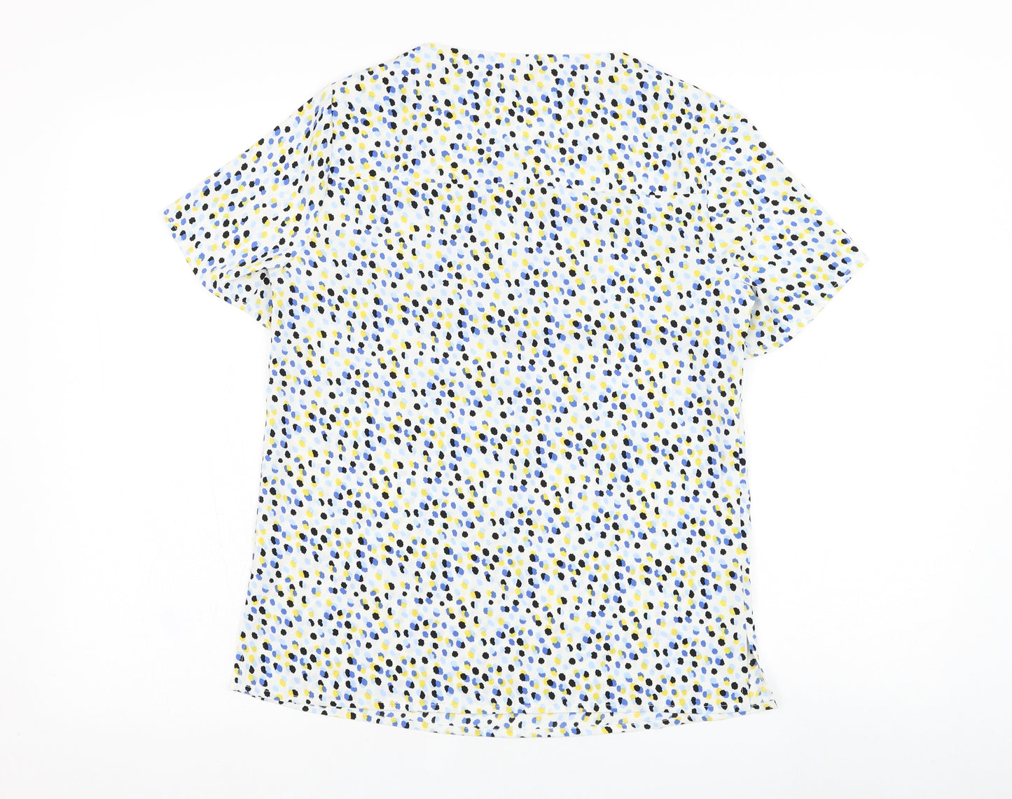 Vortex Womens White Geometric Polyester Basic Blouse Size 6 Round Neck