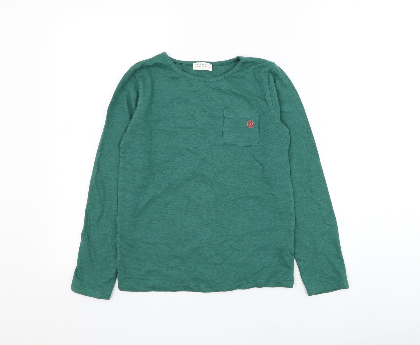 Fat Face Girls Green  Cotton Basic T-Shirt Size 9-10 Years Round Neck Pullover