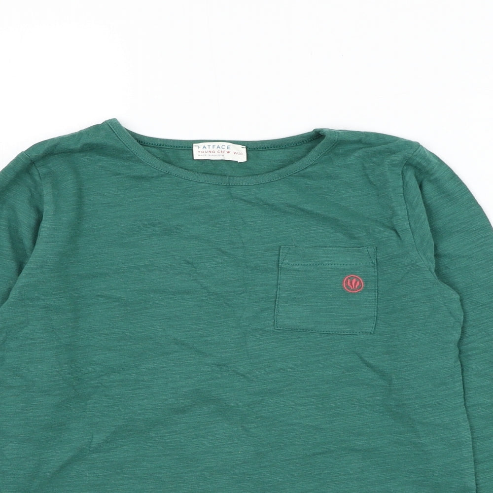 Fat Face Girls Green  Cotton Basic T-Shirt Size 9-10 Years Round Neck Pullover