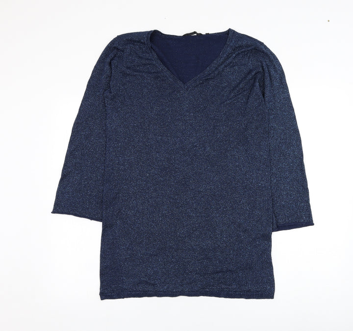 Brave Soul Womens Blue Round Neck Viscose Pullover Jumper Size L