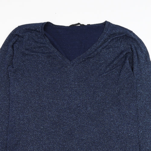 Brave Soul Womens Blue Round Neck  Viscose Pullover Jumper Size L