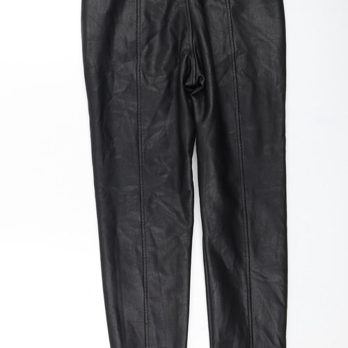 New Look Womens Black  Polyurethane Capri Leggings Size 10 L28 in