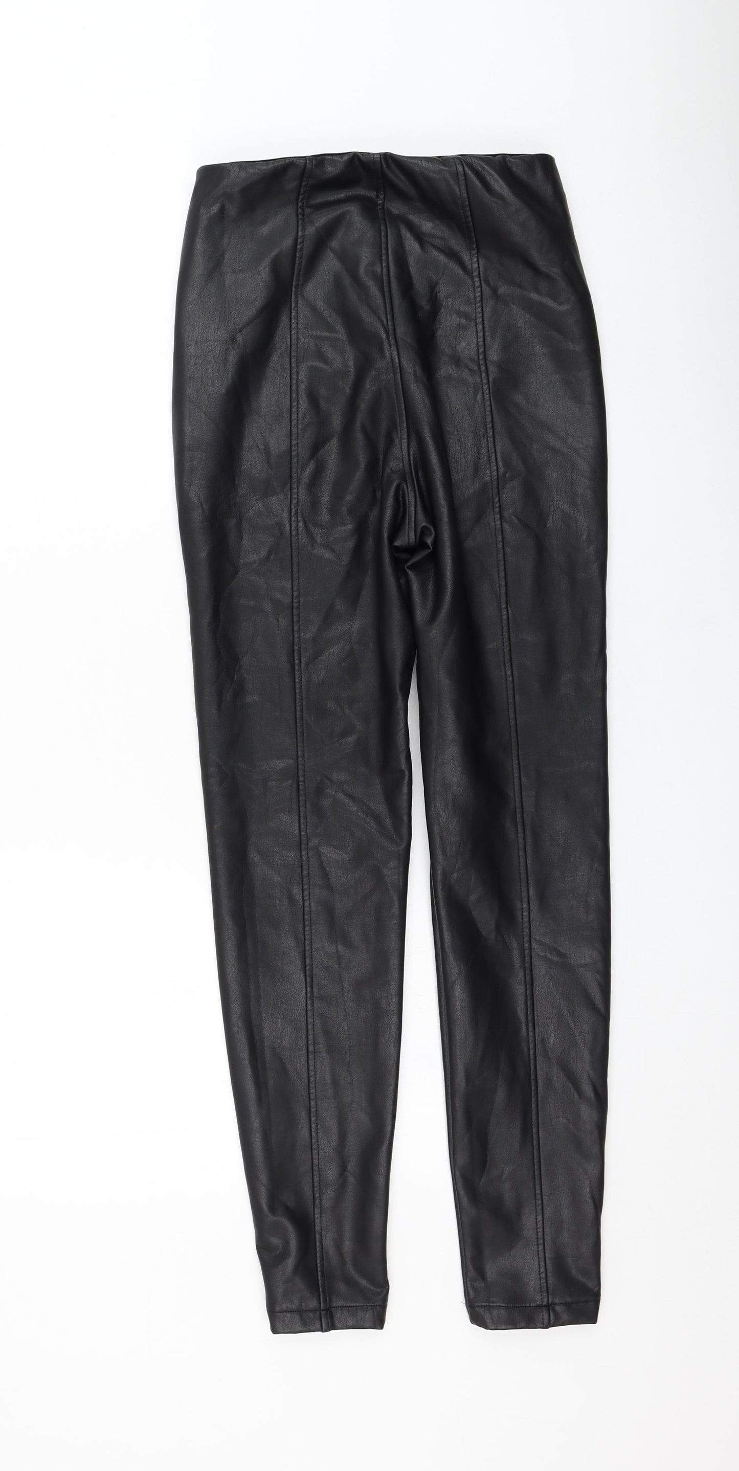 New Look Womens Black  Polyurethane Capri Leggings Size 10 L28 in