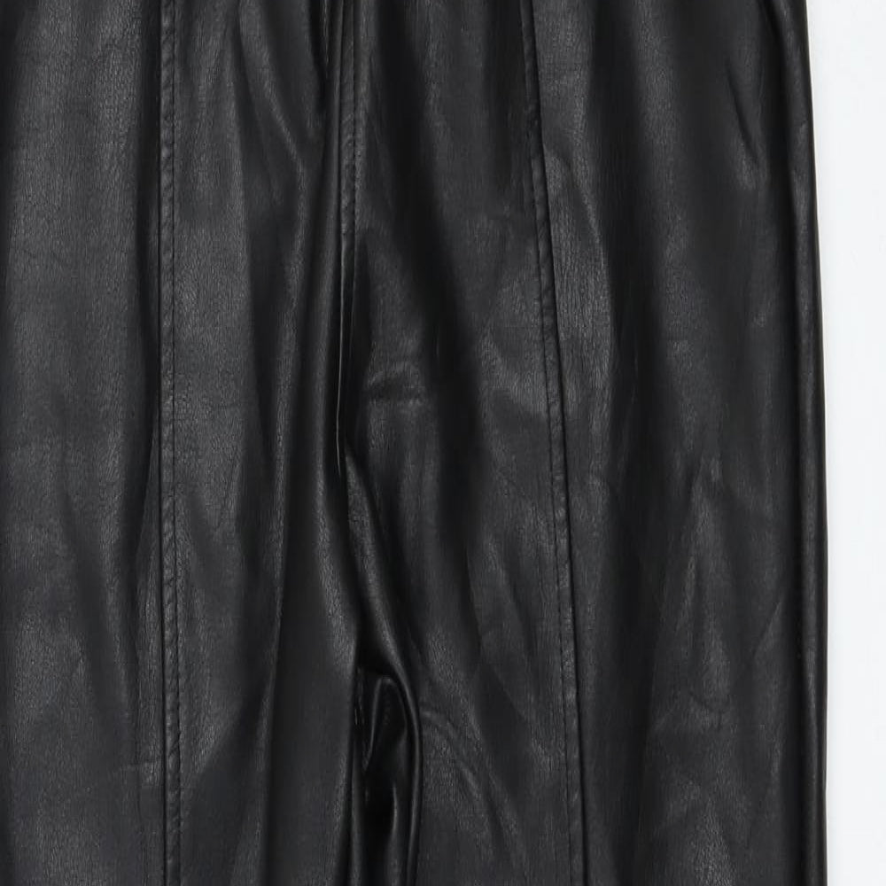 New Look Womens Black  Polyurethane Capri Leggings Size 10 L28 in
