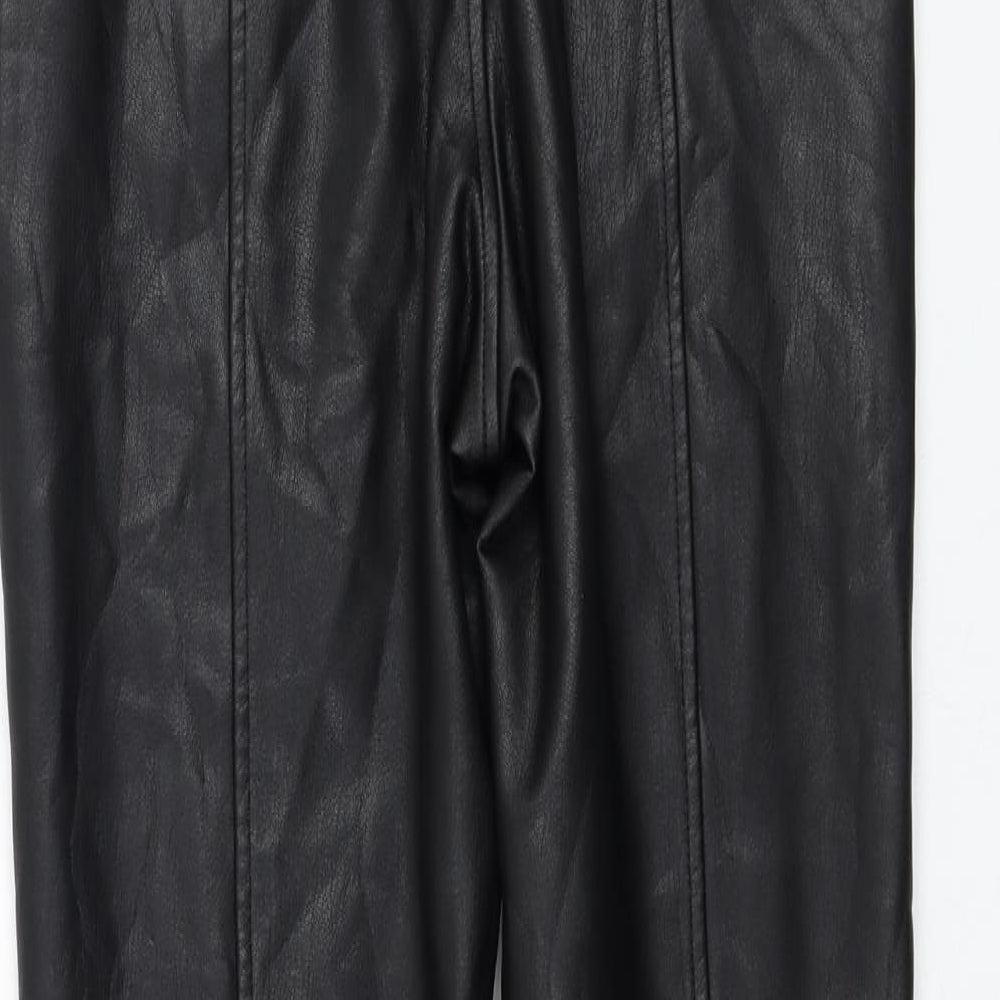 New Look Womens Black  Polyurethane Capri Leggings Size 10 L28 in