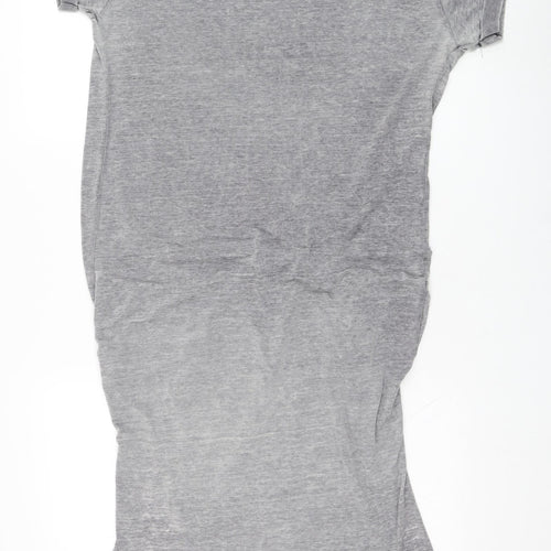 AllSaints Womens Grey  Cotton T-Shirt Dress  Size S  Round Neck Pullover - Gathered front