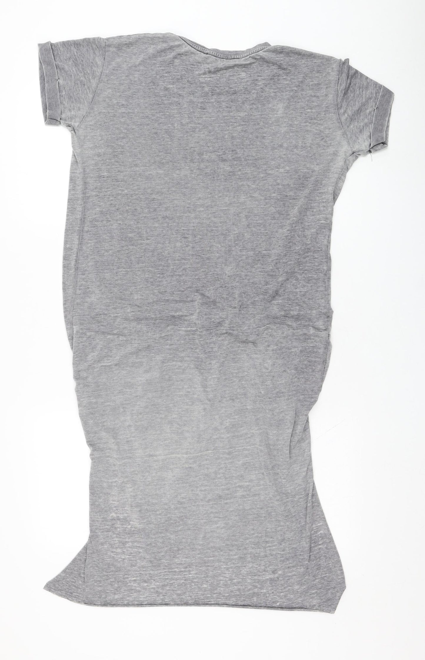 AllSaints Womens Grey  Cotton T-Shirt Dress  Size S  Round Neck Pullover - Gathered front