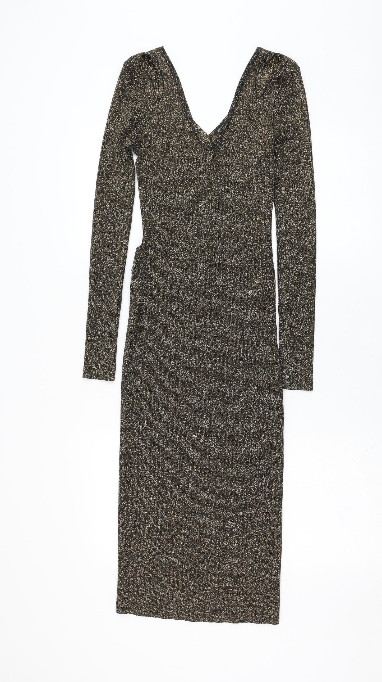 River Island Womens Black  Viscose Pencil Dress  Size 10  V-Neck Pullover