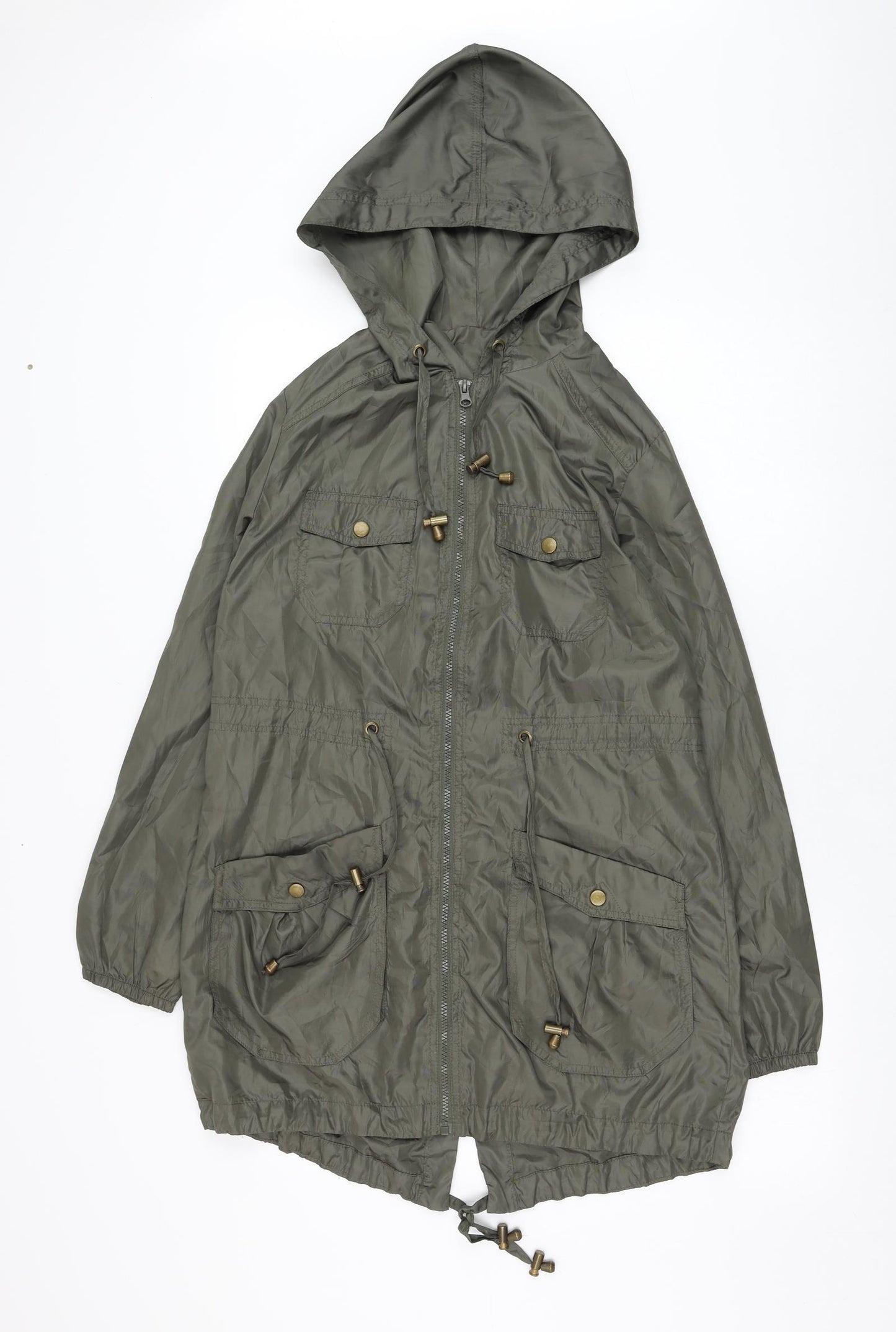 New Look Womens Green   Rain Coat Coat Size 10  Zip