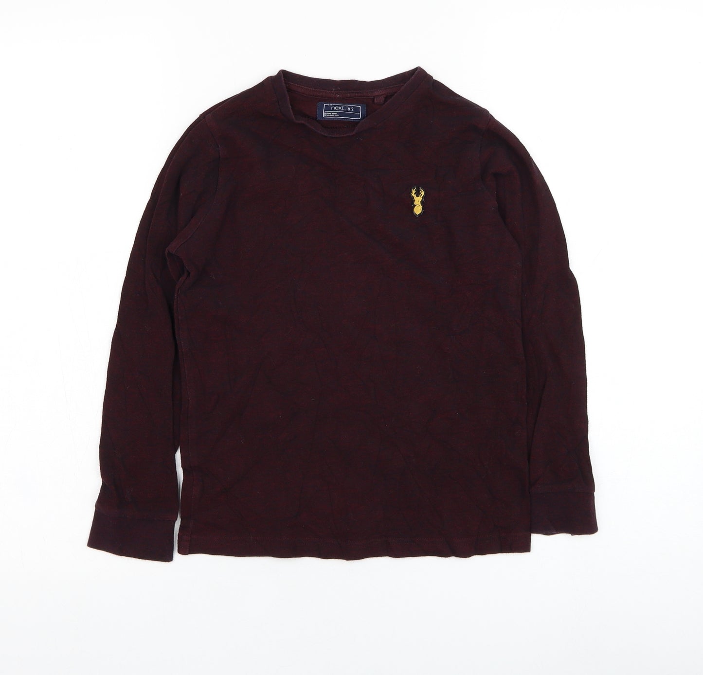 NEXT Boys Red  Cotton Basic T-Shirt Size 8 Years Round Neck Pullover