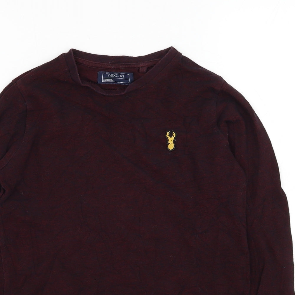 NEXT Boys Red  Cotton Basic T-Shirt Size 8 Years Round Neck Pullover