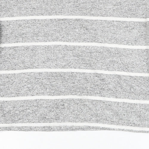 New Look Womens Grey Round Neck Striped Viscose Pullover Jumper Size S