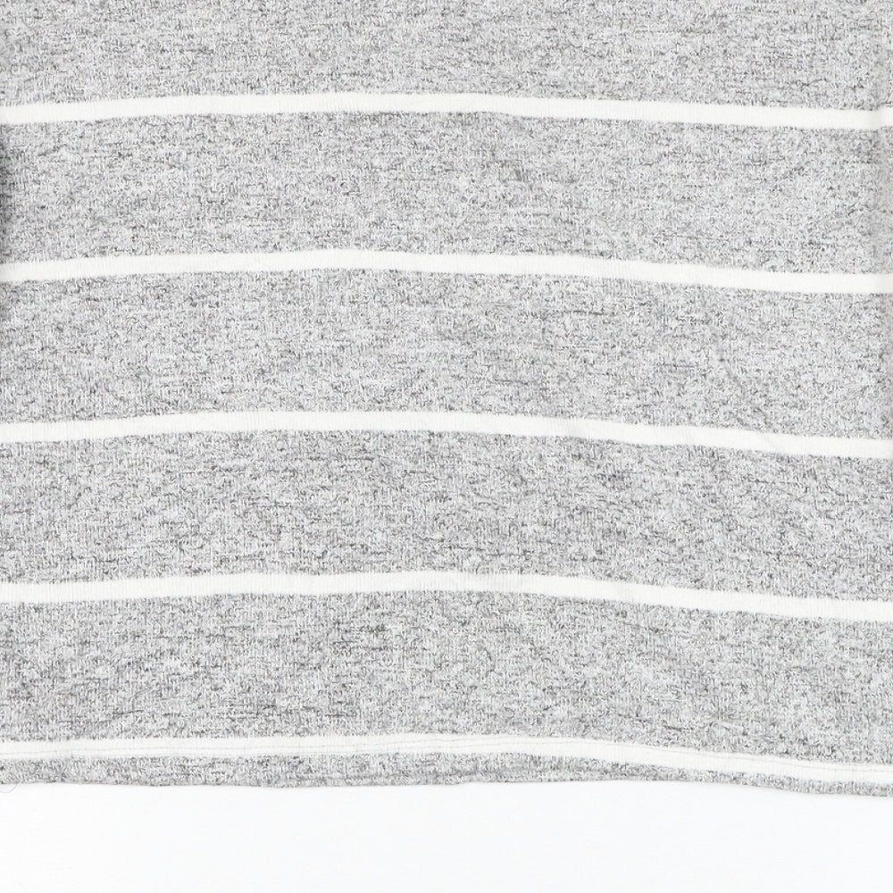 New Look Womens Grey Round Neck Striped Viscose Pullover Jumper Size S