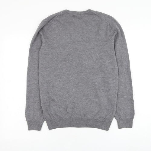 Gap Mens Grey V-Neck  Wool Pullover Jumper Size M