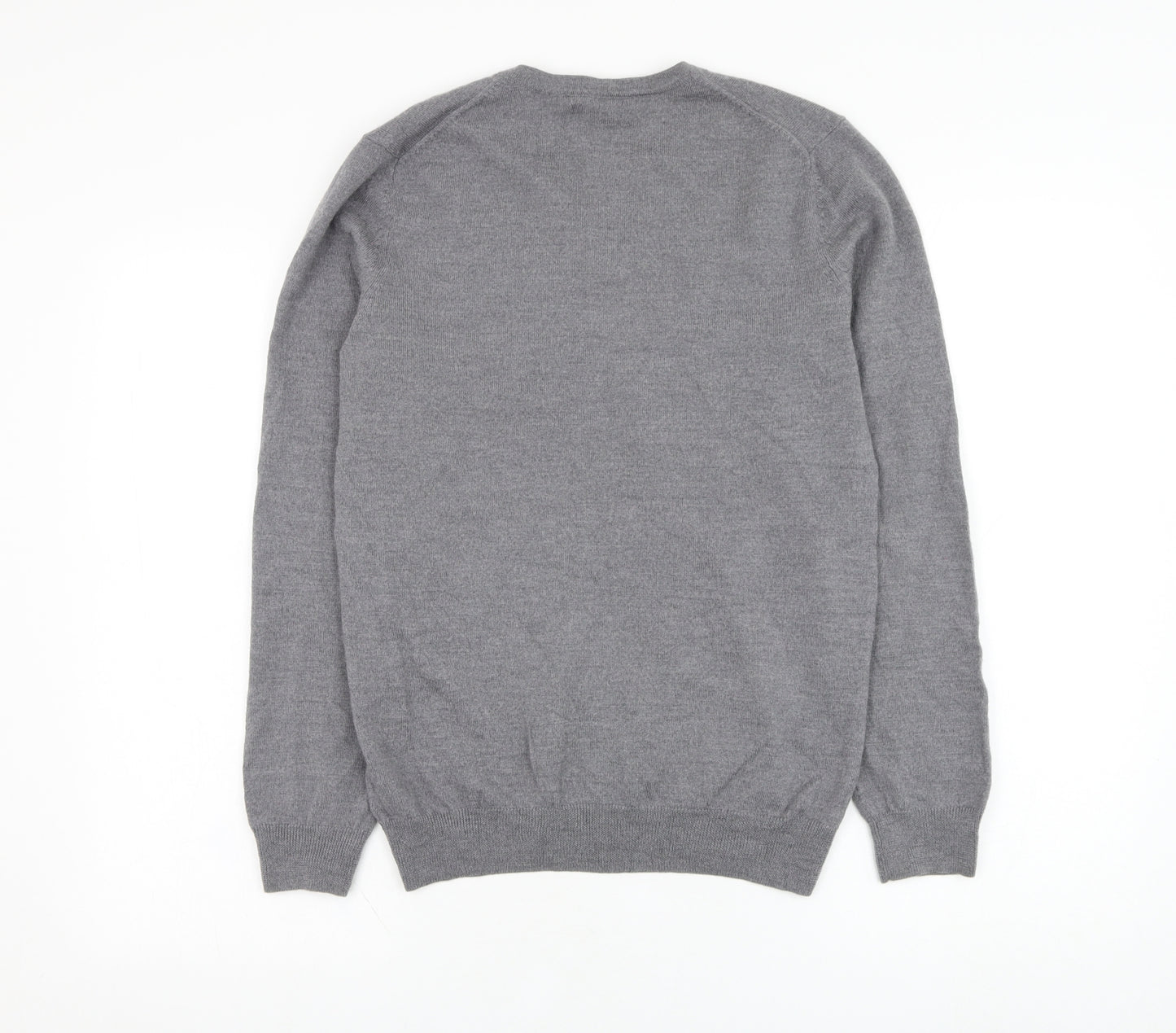 Gap Mens Grey V-Neck  Wool Pullover Jumper Size M