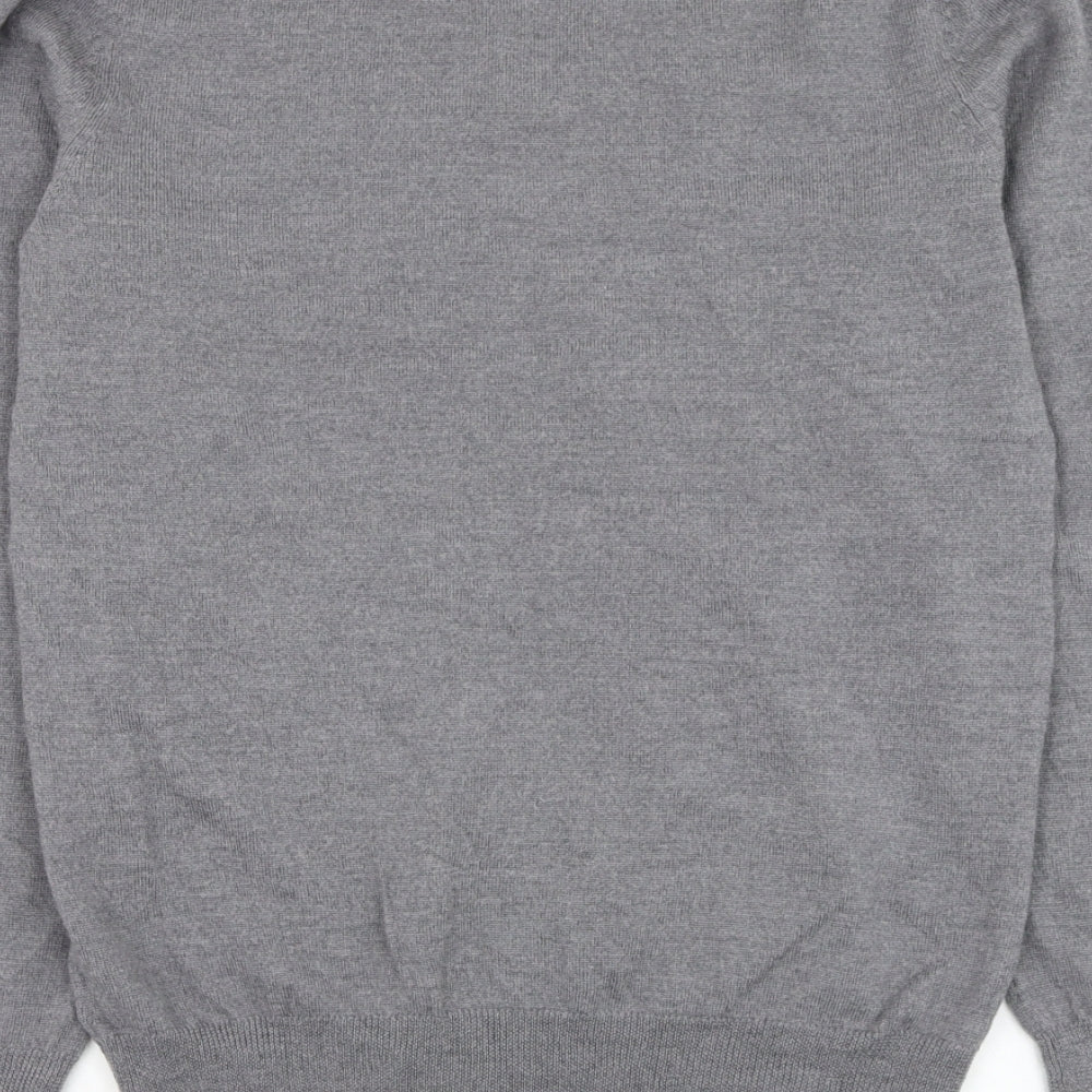Gap Mens Grey V-Neck  Wool Pullover Jumper Size M