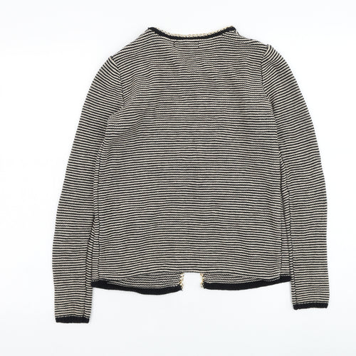 Atmosphere Womens Black Round Neck Striped Cotton Cardigan Jumper Size S