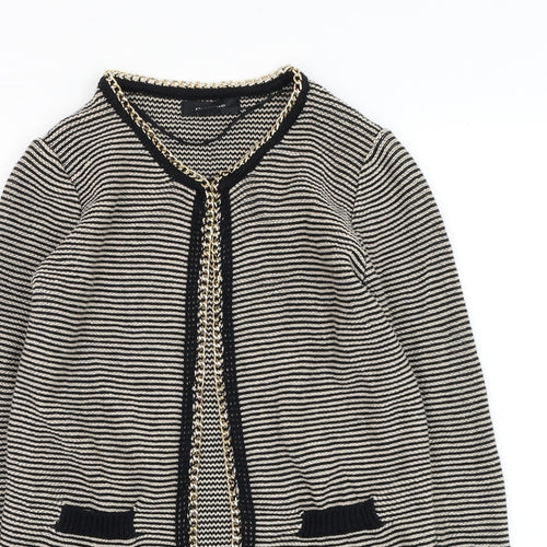 Atmosphere Womens Black Round Neck Striped Cotton Cardigan Jumper Size S