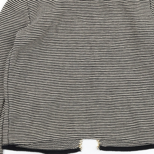 Atmosphere Womens Black Round Neck Striped Cotton Cardigan Jumper Size S