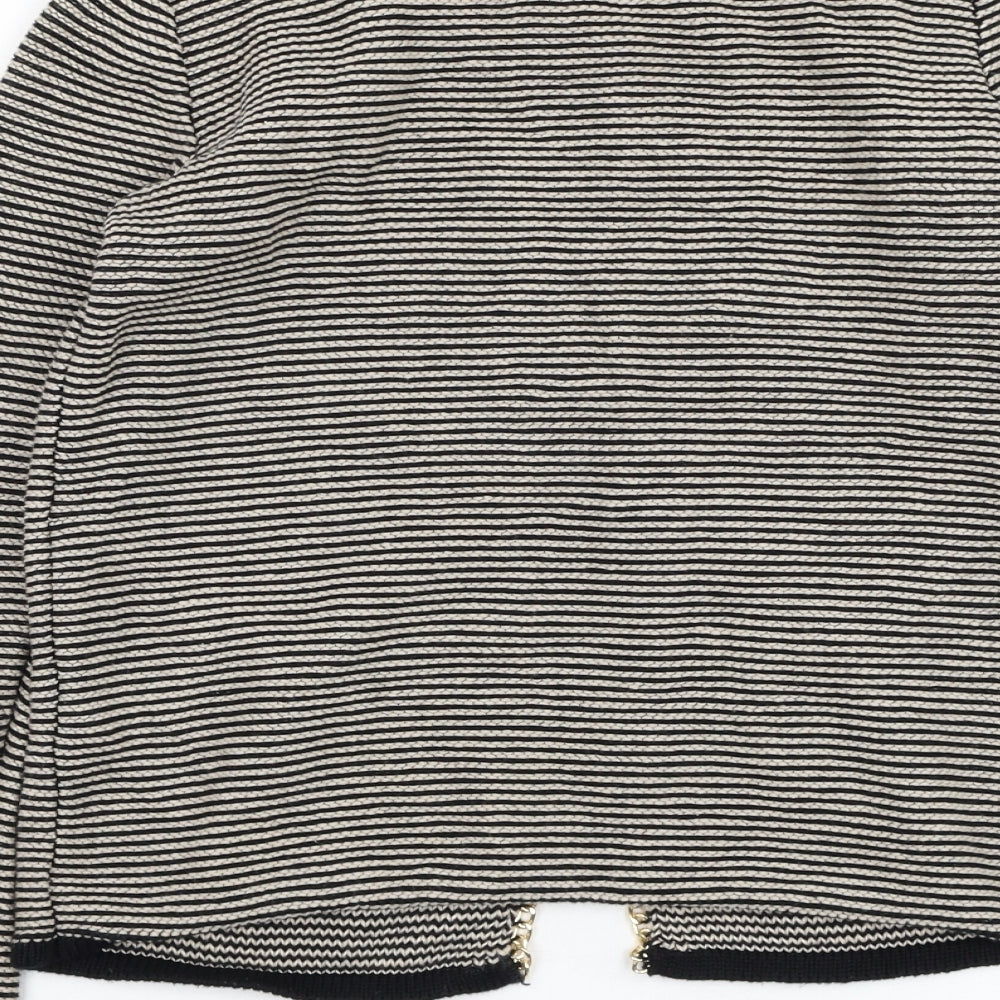 Atmosphere Womens Black Round Neck Striped Cotton Cardigan Jumper Size S