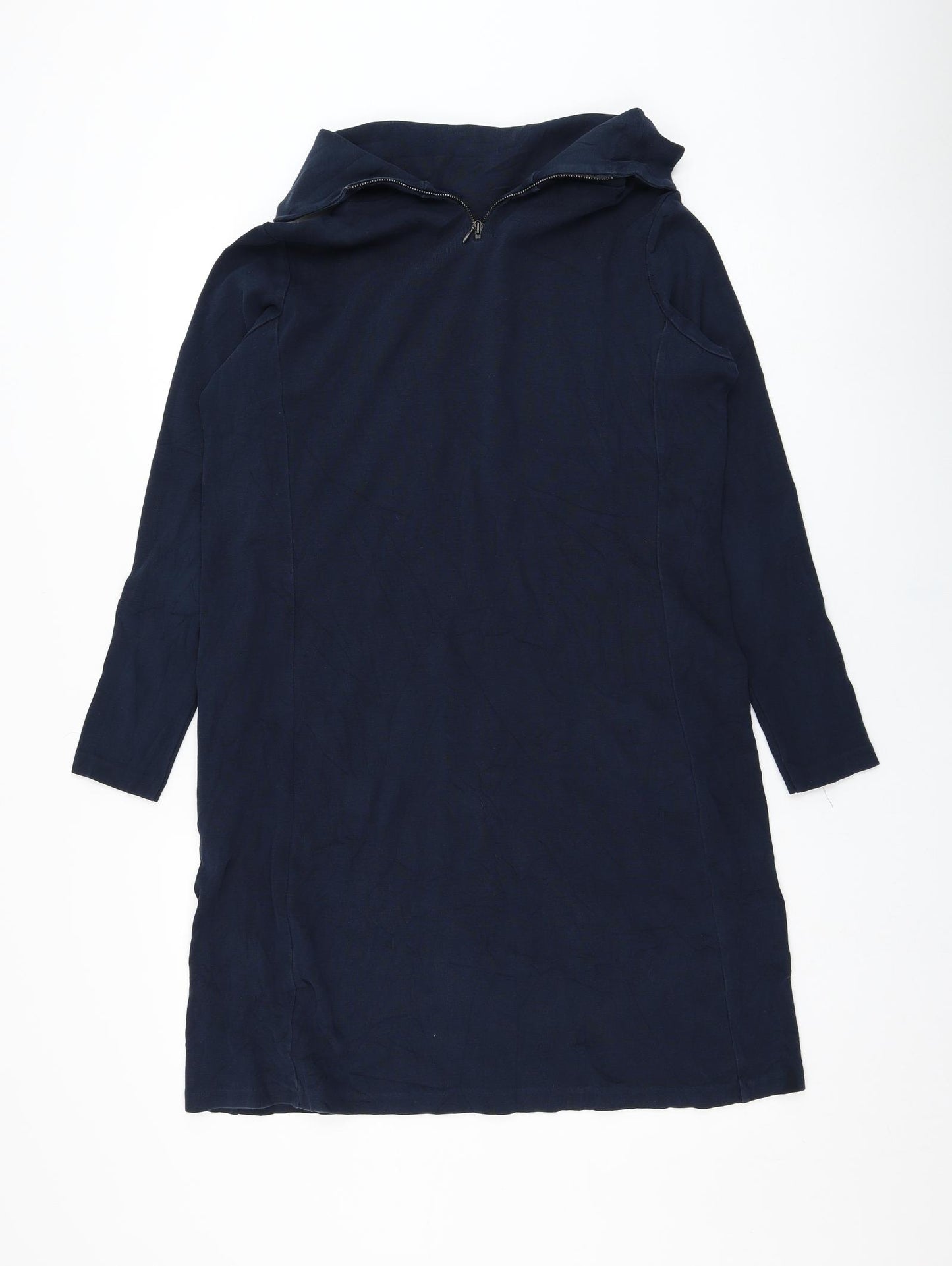 Preworn Womens Blue  Polyester Jumper Dress  Size 14  Mock Neck Pullover