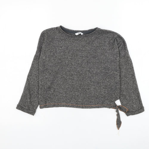 Marks and Spencer Girls Grey Round Neck  Polyester Pullover Jumper Size 6-7 Years  Pullover