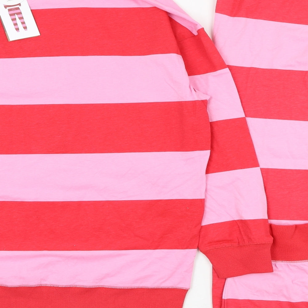 NEXT Womens Pink Striped Cotton Top Pyjama Set Size 12   - Fa La La, Christmas