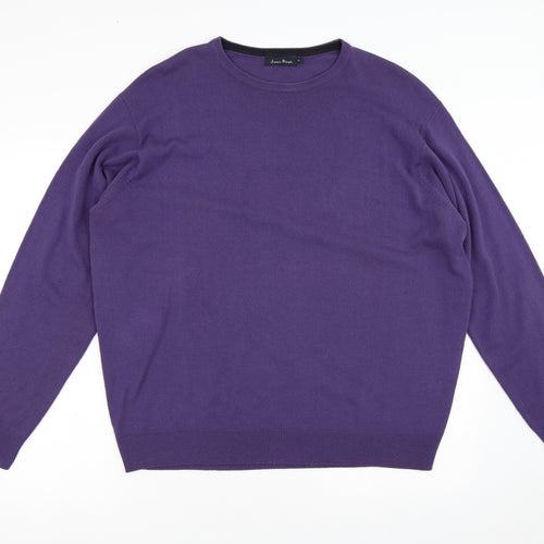 James Pringle Mens Purple Crew Neck  Acrylic Pullover Jumper Size XL
