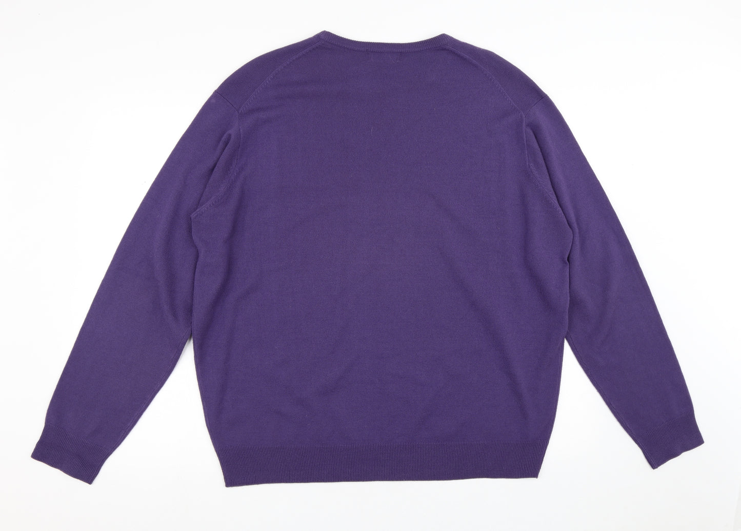 James Pringle Mens Purple Crew Neck  Acrylic Pullover Jumper Size XL