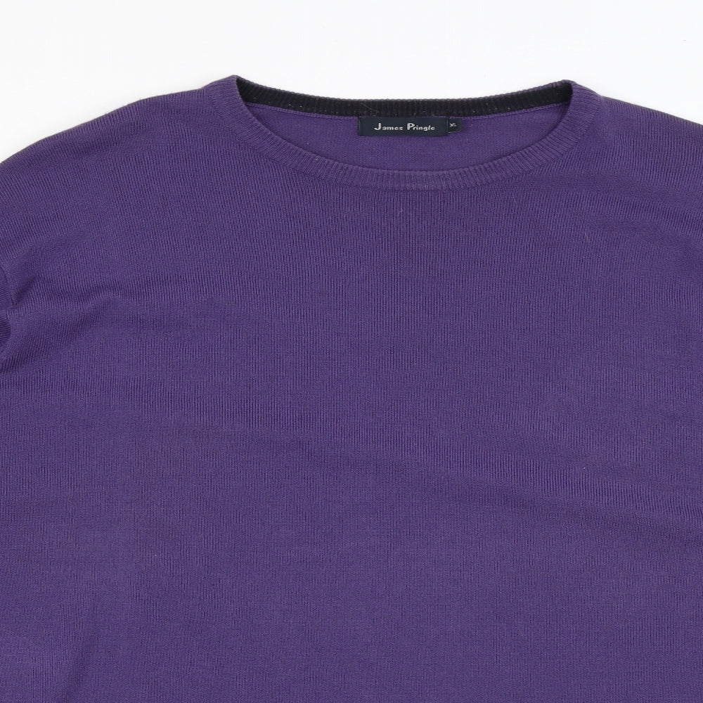 James Pringle Mens Purple Crew Neck  Acrylic Pullover Jumper Size XL