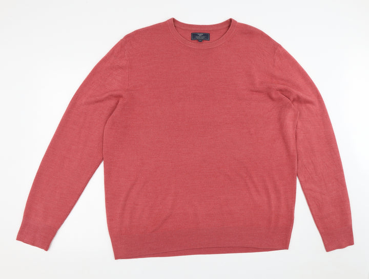 Atlantic Bay Mens Pink Crew Neck Acrylic Pullover Jumper Size XL