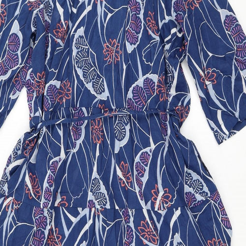 Per Una Womens Blue Geometric Polyester Shirt Dress  Size 12  V-Neck Button - Floral