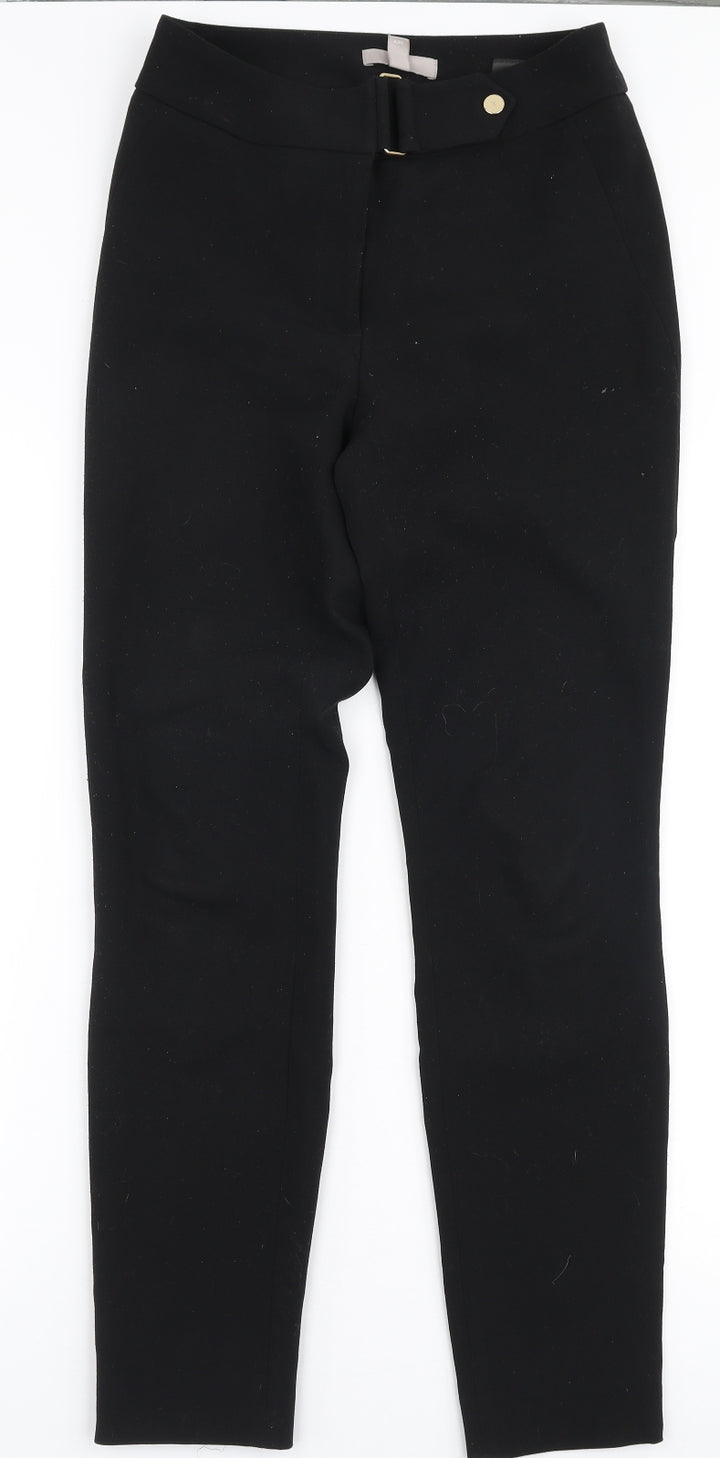 H&M Womens Black  Polyester Trousers  Size 8 L29 in Slim Zip